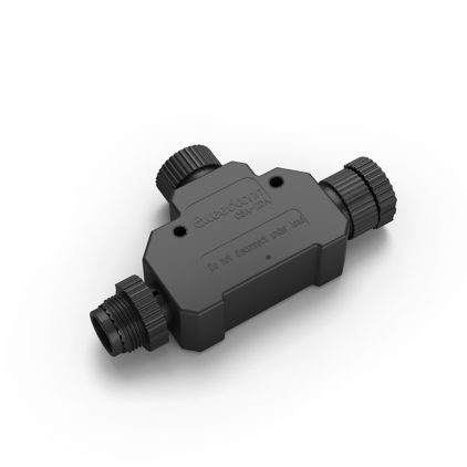 Lähikuva edestä T-liitin LowVolt-kytkentään