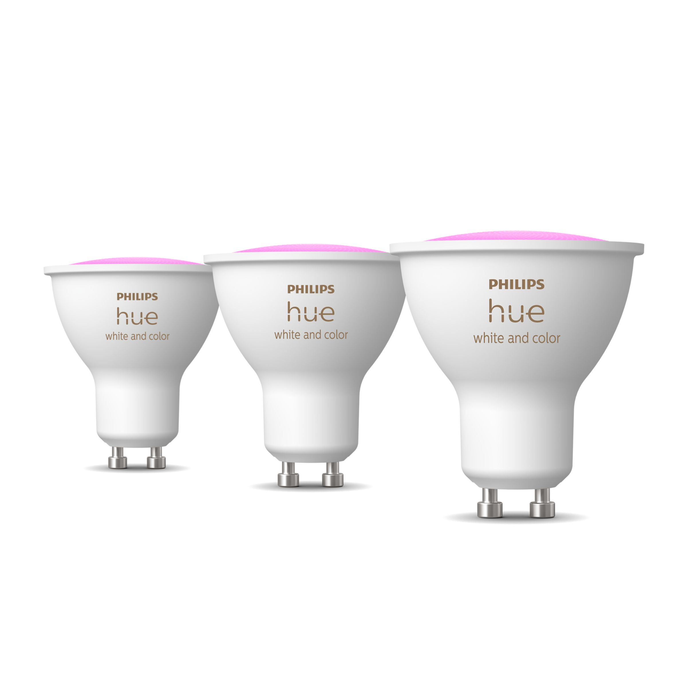 Close-up van de voorkant van Hue White and Color Ambiance GU10 - slimme spot - (3-pack)