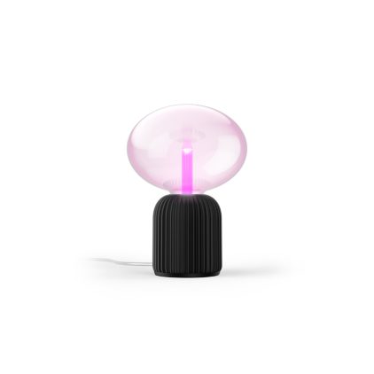 Close-up van de voorkant van Lightguide ellipsvormige lamp + 3D-geprinte koepelvormige lampvoet (zwart)